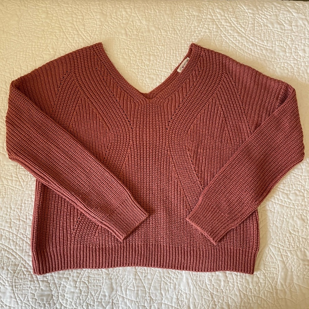 Poof Apparel - Pink knit cropped sweater